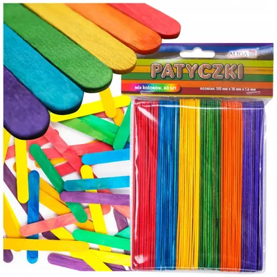 Produktbild von Aliga Bunte Holzstäbchen Bastelset Deko 15 cm 60 Stück