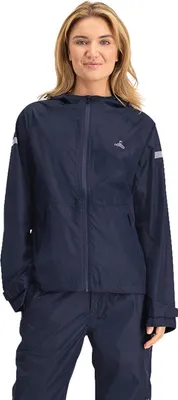Produktbild von NOMAD® Premium Regenmantel Damen | XL | Dunkelblau | Sehr wasserdicht 15.000 Wassersäule | Versiegelte Nähte | Sehr atmungsaktiv 10.000 g/m² | Kapuzenjacke