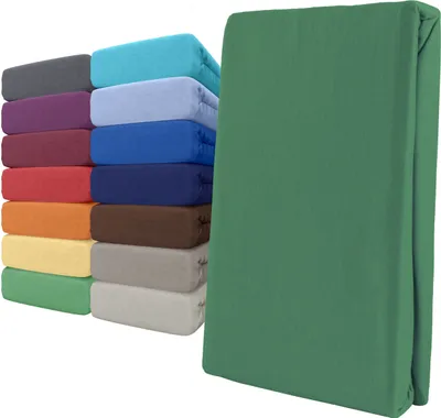 Produktbild von Spannbettlaken Jersey 120-130x200 Grün 100% Baumwolle Rundumgummi