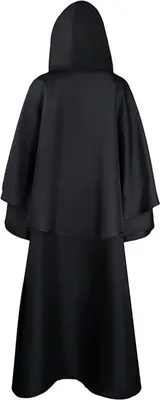Produktbild von INF Mittelalterlicher Kapuzenumhang Schwarz - Zauberer Kostüm Cosplay Robe L