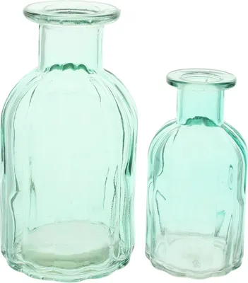 Produktbild von 4x Vase Aqua türkis 10-19cm – Glas, Blumenvase, Vasenset