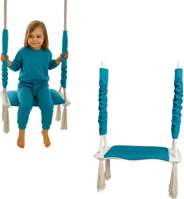 Produktbild von Kinderschaukel | Holzschaukel | Babyschaukel | Schaukelstuhl mit Schwammkissen | Hängeseil