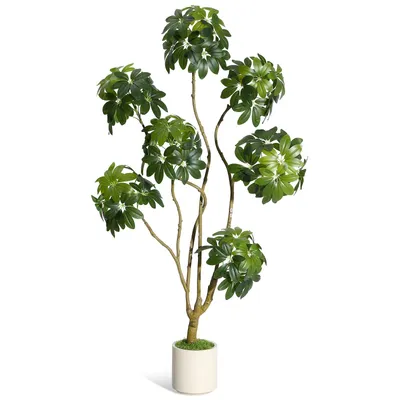 Obrázok produktu pre Umelá rastlina Schefflera (150 cm) – Realistická izbová rastlina do interiéru, kancelárie alebo na terasu, nevyžaduje žiadnu údržbu