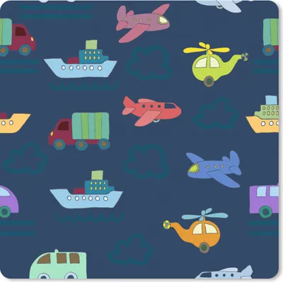 Produktbild von MuchoWow® Mauspad Mousepad Muster - Flugzeug - Boot - Lastwagen - Junge - Kinder - Kinder 30x30 cm - Mousepads - Maus Mat - Pad - Mausunterlage - Gaming