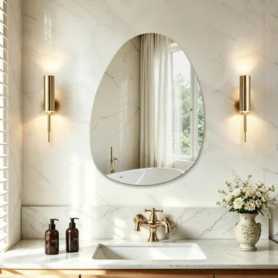 Image de S'AFIELINA miroir mural asymétrique 60×45 cm sans cadre miroir de couverture miroir de salle de bain pour salon, salle de bain et chambre à coucher