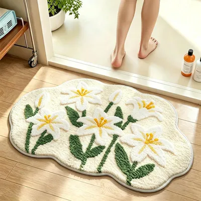 Obrázok produktu pre Protisklzová podložka do kúpeľne s kvetinovým vzorom, 50 x 80 cm