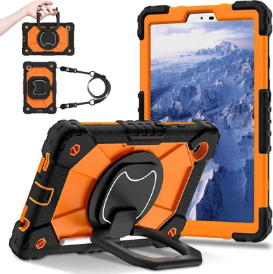 Produktbild von Robot Hybrid Hülle für Samsung Galaxy Tab A11 mit Halter & Schultergurt Orange