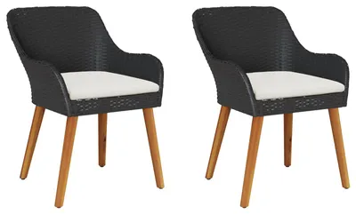 Produktbild von vidaXL Gartenstuhl 2 stk. Schwarz Poly-Rattan