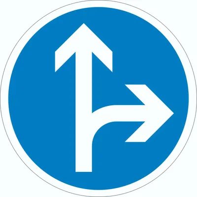 Produktbild von Aufkleber Kreis Fahrtrichtung geradeaus oder rechts Symbol Ø150mm