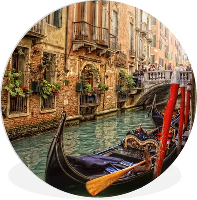 Produktbild von MuchoWow® Rundes Wandbild - Runde Bilder Venedig - Italien - Gondel Ø 90 cm Kreis Wanddekoration Kunststoff - Wandkreis - Wandschmuck - Wand-Kreis - Wohnzimmer - Bild - Runde - Wanddeko - Dibond - Kunstdrucke
