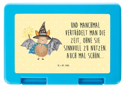 Produktbild von Mr. & Mrs. Panda Bentobox Fledermaus Zauberer - Gelb Pastell - Geschenk, Butterbrotdose, Frauen, Lunchbox, Brotbehälter, Snackbox, Bento Box, Magier, Reinsteigern, Tiere