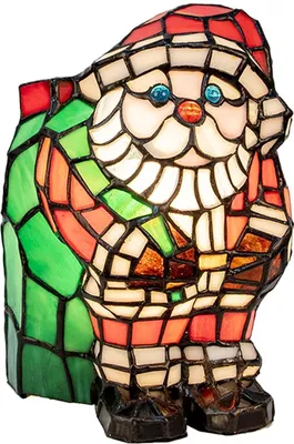 Zdjęcie produktu dla LumiLamp Tiffany lampa stołowa Father Christmas szkło 17x11x22 cm gniazdo E14