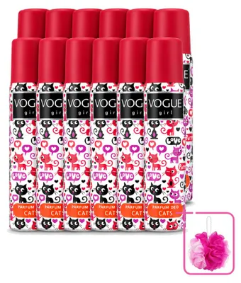 Productafbeelding van 12 x Vogue Girl Cats Deodorant - Witte chocolade en jasmijn - 100 ml - Voordeelpakket - 12 stuks