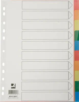 Produktbild von Q-CONNECT KF01897 Farbregister - blanko, A4, PP, 10 Blatt + Deckblatt