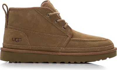 A single brown UGG Neumel Moc boot is shown against a white background.