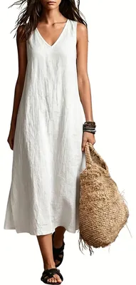 Produktbild von Currero Leinenkleid Damen Weiß L