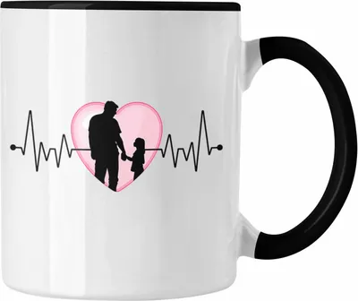 Produktbild von Trendation - Papa und Tochter Tasse Geschenk Vatertag Herzschlag Geschenk von Tochter für Vater zum Vatertag (Schwarz)