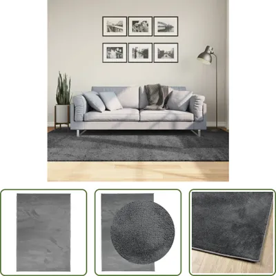 Imagen del producto de The Living Store: Alfombra OVIEDO, pelo corto, color antracita, 160x230 cm