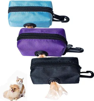 Produktbild von 3er Set Kotbeutelspender - Kotbeutelhalter für Hunde - Hundekotbeutel Halterung - mit Haken und Klettverschluss - Aufhängbare Aufbewahrungstasche