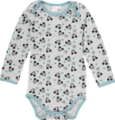 Produktbild von Disney Mickey Mouse Baby Body Unisex – Strampler Schlafstrampler Langarm Grau 86-92