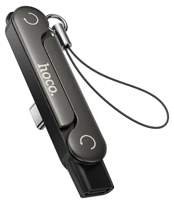 Produktbild von Hoco UA47A USB C Adapter 240W mit klappbarer drehbarer Handyhalterung Schwarz