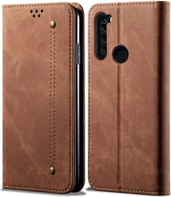Image de Etui Redmi Note 8, Etui portefeuille en cuir avec fermeture magnétique et fonction stand pour Xiaomi Redmi Note 8 Marron