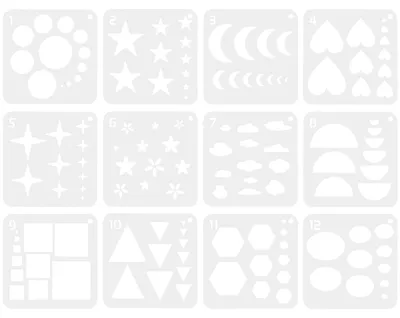 Produktbild von Geometrische Schablonen - Set aus Kunststoff - Zeichenzubehör für Schule und Büro - Weiß