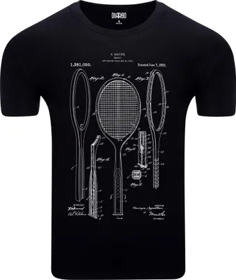 Produktbild von Diarbo Herren T-Shirt mit Sport Druck Patent-Tennisschläger Schwarz Gr.M