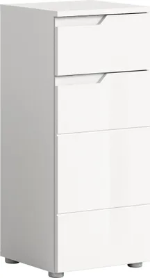 Image de Solero armoire de salle de bain 1 porte, 1 tiroir blanc brillant, blanc.
