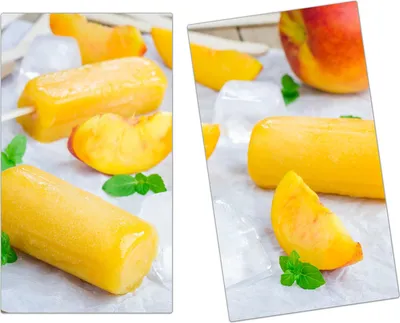 Produktbild von Spritzschutz Herdabdeckplatte Schneidebrett aus Glas Pfirsich Eis 2-Teilig (60x52cm)