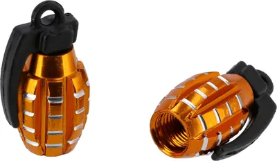 Produktbild von Set: 2x Ventilkappe "Handgranate", Gold eloxiert