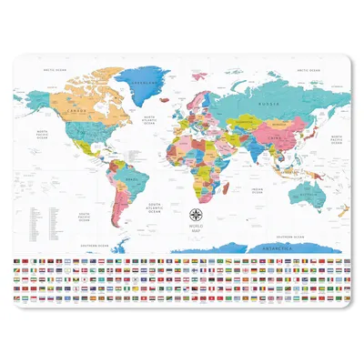 Produktbild von MuchoWow® Mauspad Mousepad Weltkarte - Farben - Flagge 40x30 cm - Mousepads - Maus Mat - Pad - Mausunterlage - Anti Rutsch
