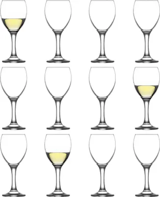 Produktbild von 12x 245ml Empire Weißweingläser - Klein Spülmaschinenfest Glas Hochzeit Weihnachten Geburtstag Party Trinken Glaswaren Kelch Geschenkset - Von LAV
