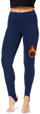 Produktbild von Bellivalini Damen Thermo Leggings Gefüttert mit Fußschlaufe für Winter Warme Apre Ski BLV50-321 (Marineblau, XL)