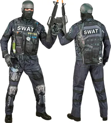 Produktbild von 5-teiliges S.W.A.T. Sofortkostüm mit Maske & Handschuhe Größe: L