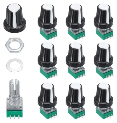 Potentiometer-Set 10 Stück, 1K, linear, für Verstärker, schwarz/weiß