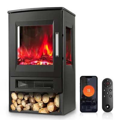 Produktbild von Clanmacy Elektrokamin 900W/1800W Kamin elektrisch Standkamin mit Fernbedienung LED-Flammeneffekt