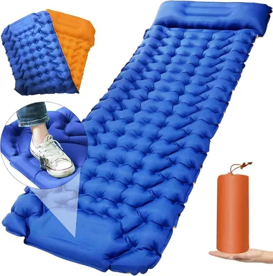 Produktbild von Camping Isomatte, Camping Matte, Selbstaufblare Schlafmatte, Isoliermatte mit Kissen, für Camping, Wandern, Reisen, Rucksackreisen, Zelt