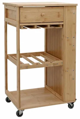 Image de vidaXL Chariot de cuisine à roulettes Naturel 47,5 x 36 x 83 cm Bambou