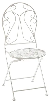 Produktbild von Kobolo kovová stolička záhradná stolička skladacia stolička deco stolička kovová krémová - Záhradná stolička balkónový nábytok balkónová stolička nábytok bistro jedálenský dizajn moderné deco deco