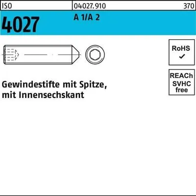 Produktbild von Reyher  Gewindestifte ISO 4027 A 2 M 4 x 4 A 1/A 2 040279100040004 (500 Stück)