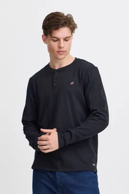 Produktbild von Blend BHTee Herren Longsleeve Langarmshirt Shirt mit Henley-Ausschnitt Logostickerei 100% Baumwolle Regular fit