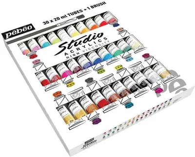 Obrázok produktu pre Sada 30 akrylových farieb + štetec - 30 x 20 ml
