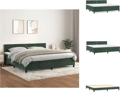 Produktbild von vidaXL Boxspringbett mit Matratze Dunkelgrün 200x200 cm Samt -  Betten & Bettgestelle