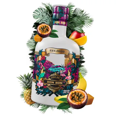 Produktbild von Ron Ron Rumlikör – Premium Rum mit tropischem Fruchtgeschmack & sanfter Rauchnote – 34 % vol. – handgemachter Rum-Blend aus der Karibik – 0,7l
