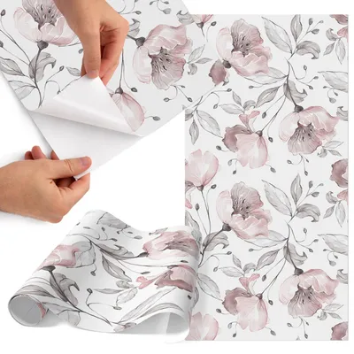 Produktbild von Möbelfolie 50x100 cm - Klebefolie Möbel - Selbstklebende Folie - Folie für Möbel - Möbelfolie Küche - Klebefolie Küche - Möbelfolie Schrank - Wasserdicht - Abwaschbar - Selbstklebend - Luftblasenfrei - Rückstandslos entfernbar - Pastellblumen