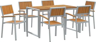 Productafbeelding van vidaXL Tuinset, 7-delig, grijs, massief acaciahout