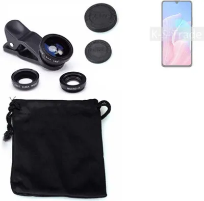 Produktbild von K-S-Trade Smartphone Kamera Linsen Set Kompatibel mit Huawei Enjoy Z 5G 3in1 Clip-On Kamera Adapter Macro Weitwinkel FishEye Fischauge Objektiv Linse
