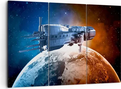 Produktbild von Bild auf Leinwand - Leinwandbild - Kosmos Sputnik - 105x70cm - Wand Bild - Wanddeko - Wandbilder - Leinwanddruck - Bilder - Kunstdruck - Wanddekoration - Leinwand bilder - Wandkunst - CE105x70-3597