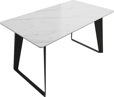 Produktbild von Esstisch 140x80cm weiße Keramikplatte schwarze U-Form Beine : Weiss Varianten: Weiss